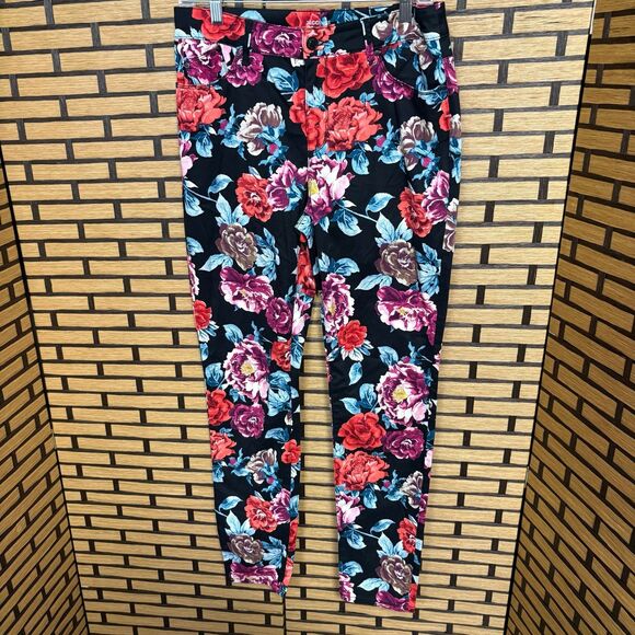 Chico’s Black Floral Jeggings Size 6R - Picture 1 of 5